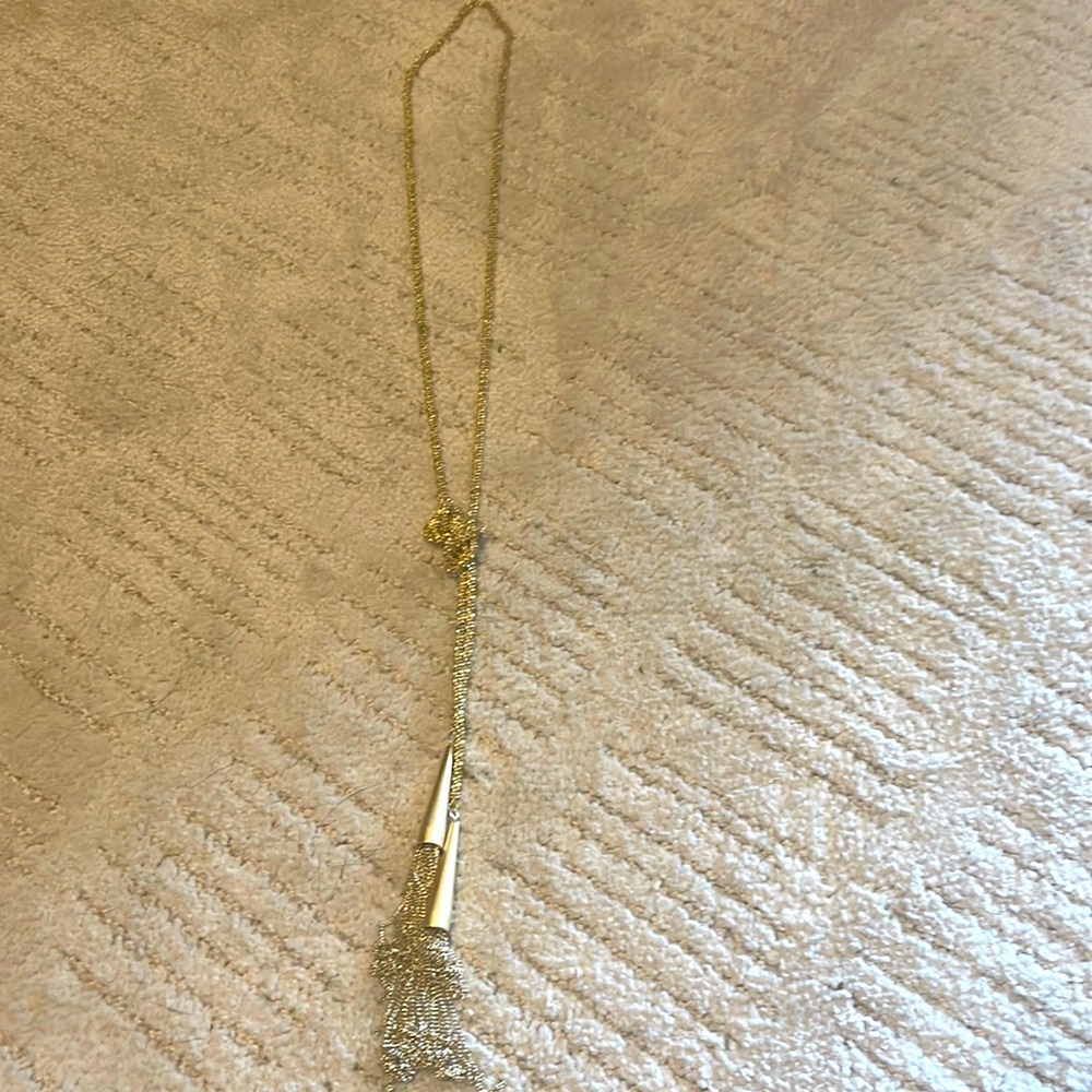 Kendra Scott gold knot layering necklace with tassels